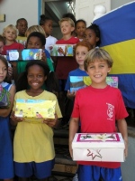 Children from St Gabriels school with the Make Jesus Smile shoebox project