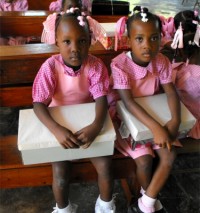 United Caribbean Trust distributed hundreds of Make Jesus Smile shoeboxes to the children of the Heart for Haiti Primary school.