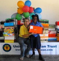 United Caribbean Trust distributed hundreds of Make Jesus Smile shoeboxes to the children of the Heart for Haiti Primary school.