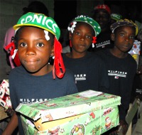 Children with the Make Jesus Smile shoeboxes