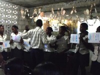 A class of teachers in Les Caynes being led by Pierre Banes LAURORE National Director of Evangelism Explosion in Haiti