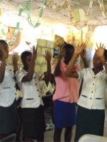 A class of teachers in Les Caynes being led by Pierre Banes LAURORE National Director of Evangelism Explosion in Haiti