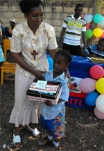 Seen here with Rev Maud Hyppolite at the Methodist school in Carrinage, Petit Gouve. 