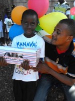 Seen here Hassan Jean Baptiste the Methodist reporter that assisted us with the Make Jesus Smile shoebox project 