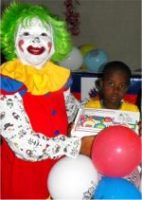 Annie the clown in the Methodist church in Petit Gouve