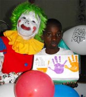 Annie the clown in the Methodist church in Petit Gouve