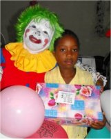 Annie the clown in the Methodist church in Petit Gouve