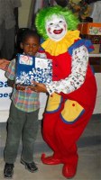 Annie the clown in the Methodist church in Petit Gouve