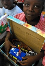 Seen here the children of Haiti receiving their Make Jesus Smile shoe boxes.