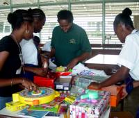 St Lucy Secondary School  pupils with Paulette Scantlebury UCT South America Co Ordinator