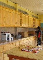 The communal kitchen is nestled between the accommodation 
