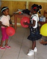 UCT distributing the Make Jesus Smile shoeboxes to Destiny Pre Primary Schools in Dominica thus activating the Child Sponsorship Program.