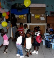 UCT distributing the Make Jesus Smile shoeboxes to Destiny Pre Primary Schools in Dominica thus activating the Child Sponsorship Program.