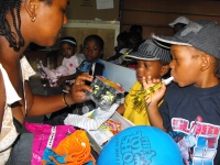 Seen here the school decorated for the Summer 'Make Jesus Smile' party where shoeboxes packed by the children of Barbados were distributed. 