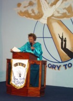 Prophetess Sandra Moore at  Divine Encounter Fellowship Headquarters Trinidad 