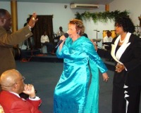 Prophetess Sandra Moore at  Divine Encounter Fellowship Headquarters Trinidad 