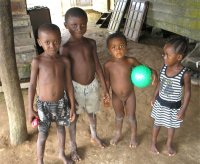 The children enjoying the balloons donated by Laurie Dash the Toy Shop in Barbados