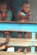 The children enjoying the balloons donated by Laurie Dash the Toy Shop in Barbados