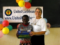 Jenny Tryhane in Suriname distributing the Make Jesus Smile shoeboxes in Brokoponda