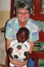 Jenny with Pastor David's son Joshua on his biethday