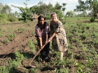 Seen here Jenny Tryhane founder of UCT and President of ABCD with Mama Pinos at the official handing over of the land in Uganda donated by CEPCI for the first Uganda PowerPlay Center.