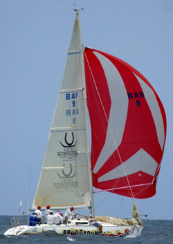 kipper Ralph Johnson, ably assisted by his crew aboard “Bruggadung II”, out-sailed an impressive fleet to carry off overall Racing Class honours in the last weekend’s Harris Paints Regatta. 