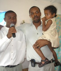 Pastor Happy Pastor Happy, his lovely Barbadian wife and Evangelist Betty Clarke (left) during the recent visit to Carriacou