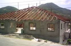 March 2006 update on the church building project in Carriacou, the plastering is almost finished the rafters are up, we trust God for the roof.