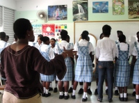 Dr B's first school visit in Barbados was Springer Memorial School.