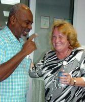 Harry Mayers enjoying a laugh with Maureen Bravo RUII