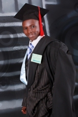 Seen here Mathius Luwaga at his Graduation from Makerere University.