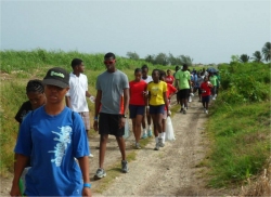 Seen here the youth from the Ellerton hiking