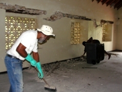 Rev Marshall and his youth turned their hand to helping with the Chapel renovations.